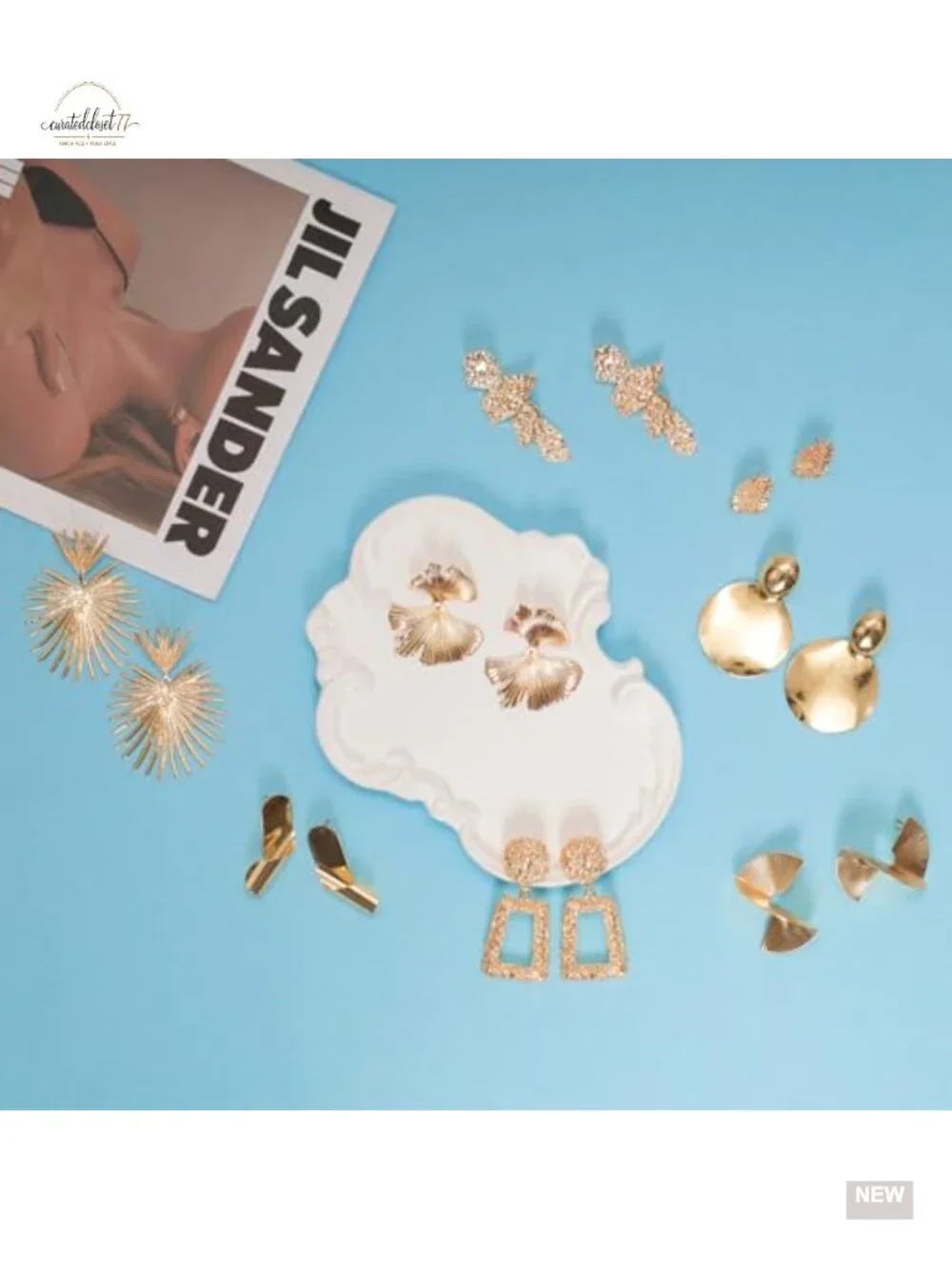 8 Pairs Gold Dangle Earrings Set, Geometric Drop Earrings for Women, Trendy